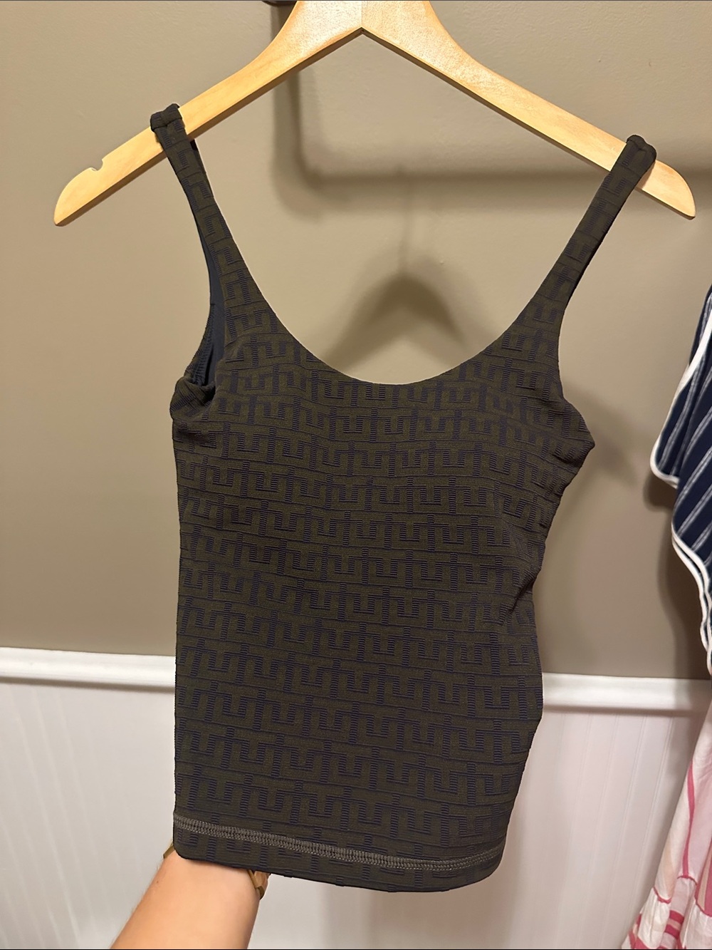 The Upside Dark Olive Geometric Tank Top